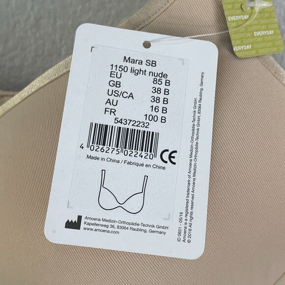 NEW Amoena Size 38B Mara SB Light Nude 1150 Mastectomy Bra - Picture 4 of 11